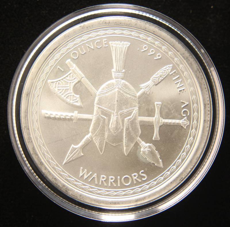 lot 30 image: 1 TROY OZ. .999 FINE SILVER SPARTAN WARRIOR IN AIRTITE
