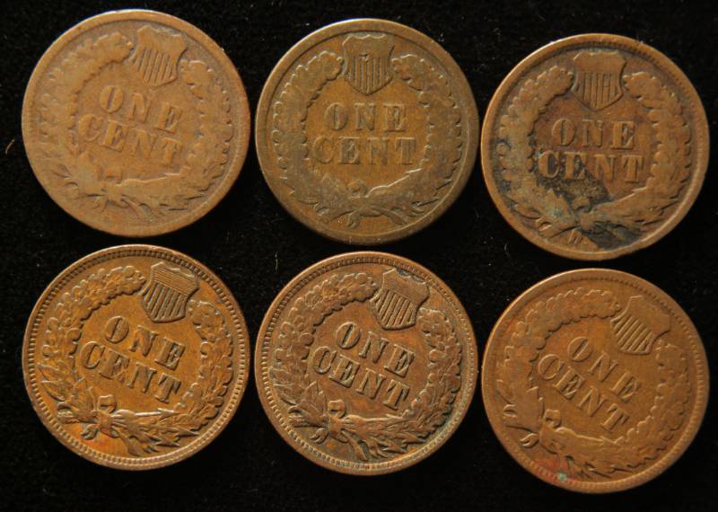 lot 35 image: GROUP OF 6 INDIAN HEAD CENTS 1883 1885 1898 1901 1902 1906