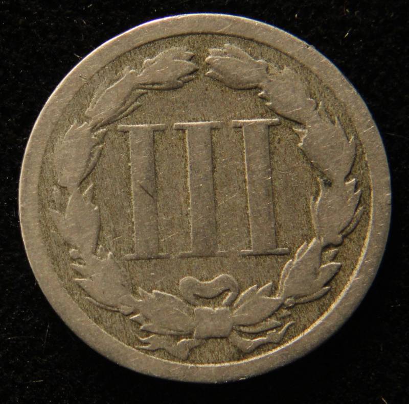 lot 36 image: 1867 US THREE CENT NICKEL