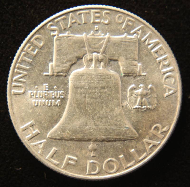 lot 43 image: 1957-D FRANKLIN SILVER HALF DOLLAR UNC