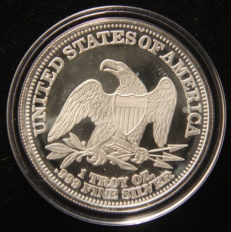 lot 45 image: 1 TROY OZ. .999 FINE SILVER EARLY DOLLAR DESIGN IN AIRTITE