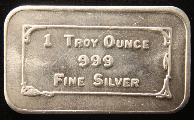 lot 46 image: 1 TROY OZ. .999 FINE SILVER BAR INTERNATIONAL SILVER CORP
