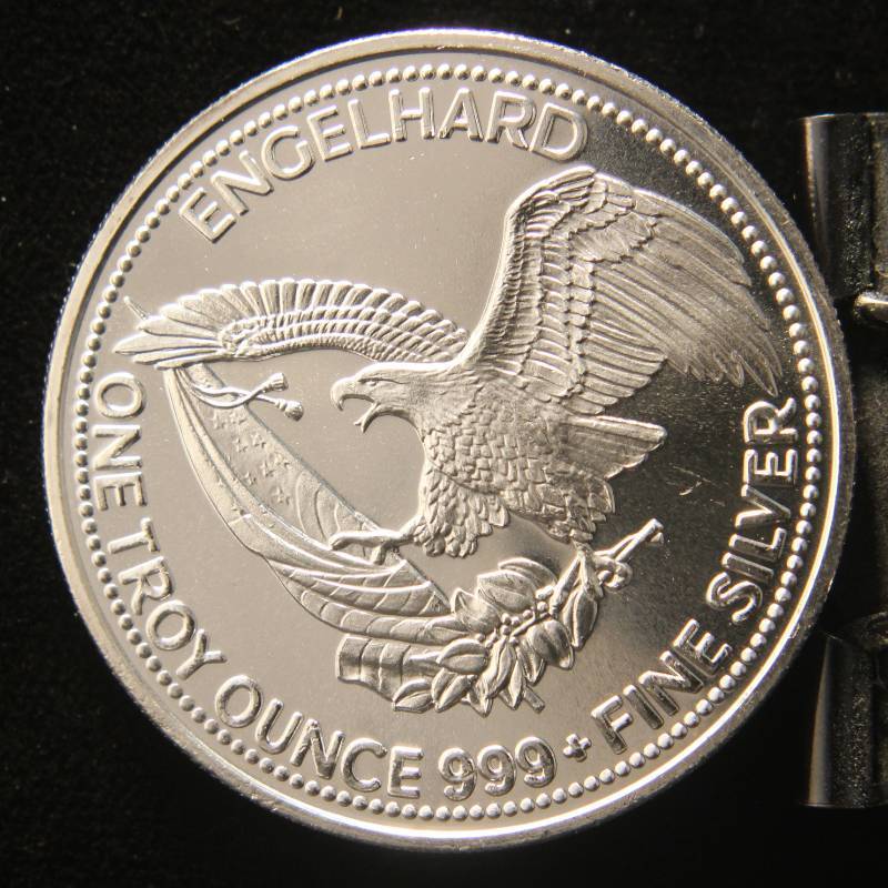 lot 52 image: 1 TROY OZ. .999 FINE SILVER 1984 ENGELHARD AMERICAN PROSPECTOR