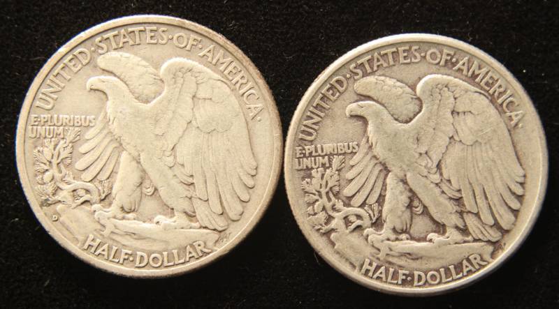 lot 60 image: 2 WALKING LIBERTY HALF DOLLARS 1938-D (BETTER DATE) & 1945