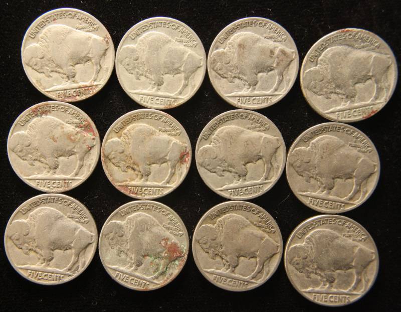 lot 65 image: GROUP OF 12 US BUFFALO NICKELS