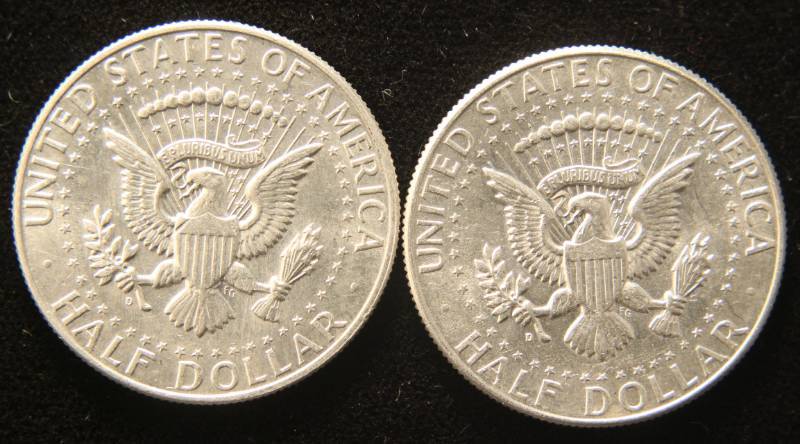 lot 67 image: 2 BU-UNC 1964 KENNEDY SILVER HALF DOLLARS