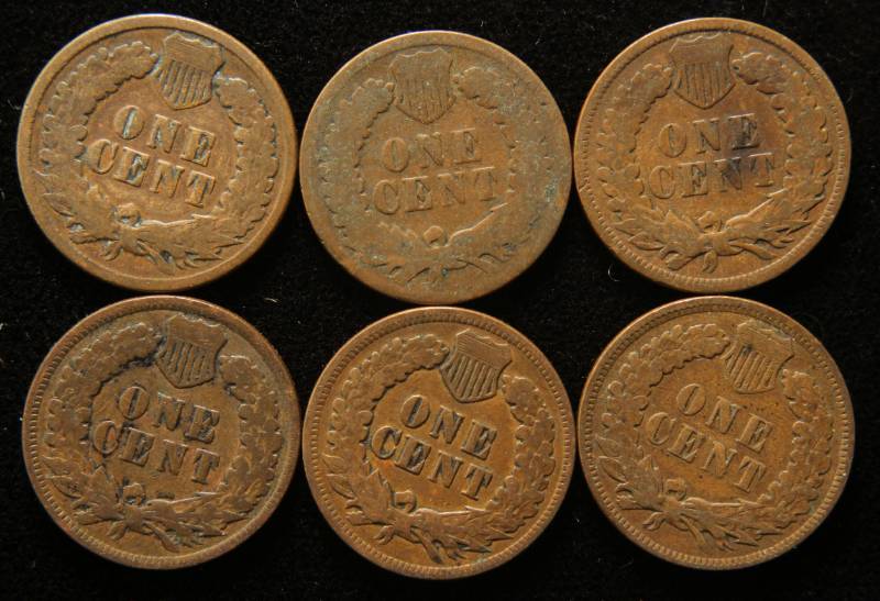 lot 71 image: 6 INDIAN HEAD CENTS 1887 1888 1897 1902 1903 1907