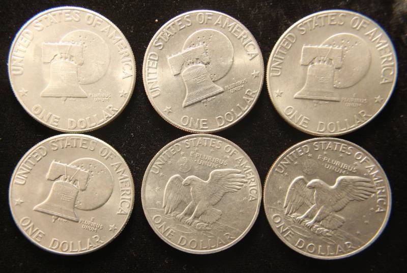 lot 83 image: GROUP OF 6 CLAD EISENHOWER DOLLARS