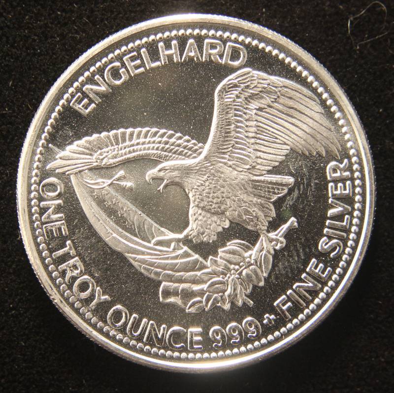lot 85 image: 1 TROY OZ. .999 FINE SILVER 1984 ENGELHARD AMERICAN PROSPECTOR