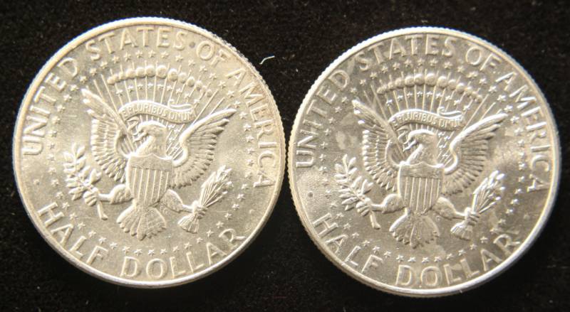 lot 87 image: 2 BU-UNC 1964 KENNEDY SILVER HALF DOLLARS