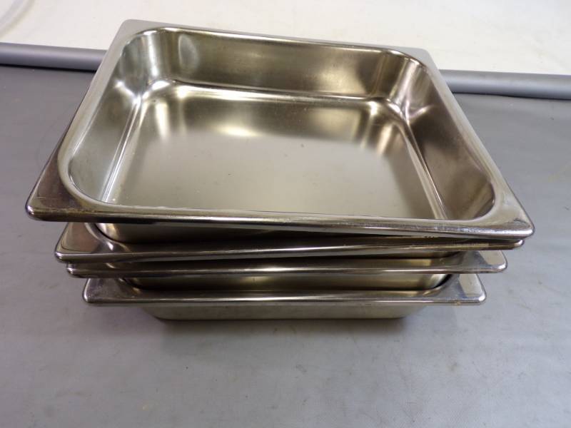 lot 104 image: Set  of 4 stainless steel trays