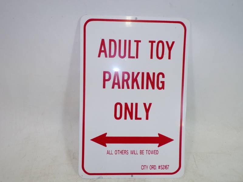 lot 49 image: Metal Adult Toy Parking Sign