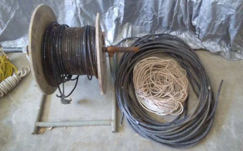 lot 9 image: Partial Spool Of 322 Wire, Other Asst Copper Wire