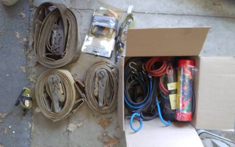lot 11 image: Lot Of Assorted Ratchet Straps, Bungee Cords, Related