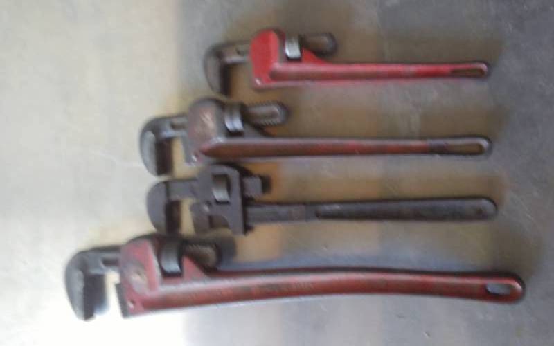 lot 35 image: Pipe Wrenches (1-14 Inch, 2-18 Inch, 1-24 Inch)