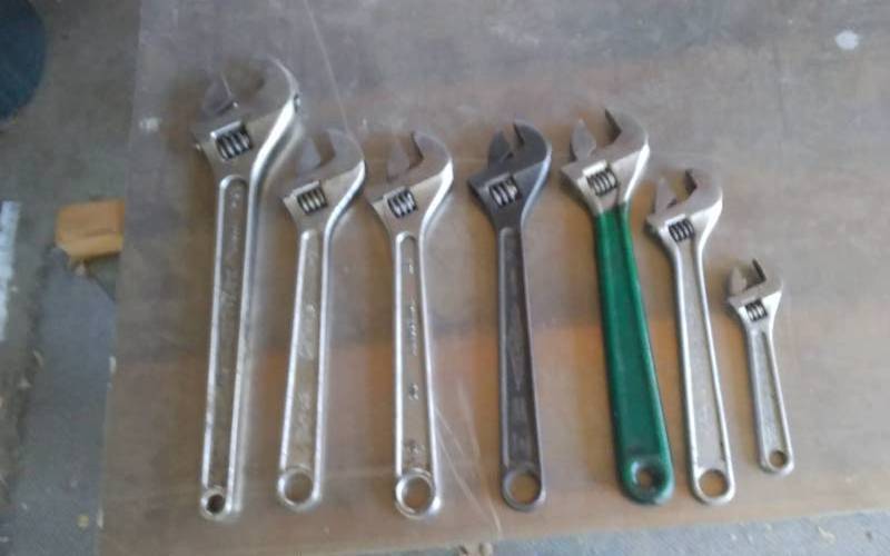 lot 37 image: 7-Adjustable Wrenches 1-15 Inch, 4-12 Inch, 1-10 Inch, 1-6 Inch)