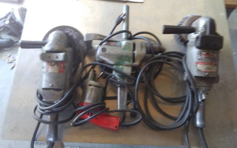 lot 59 image: 2-Milwaukee 9-Inch Grinders, Milwaukee 12 Inch Hole Shooter, Milwaukee 38 Hole Shooter