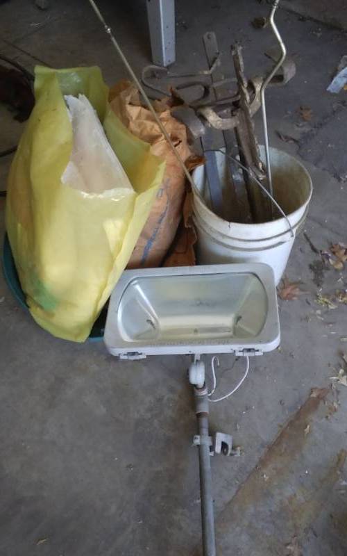 lot 66 image: Floor Dry, Oil Spill Containment Material, Ladder Jacks, Light Fixture