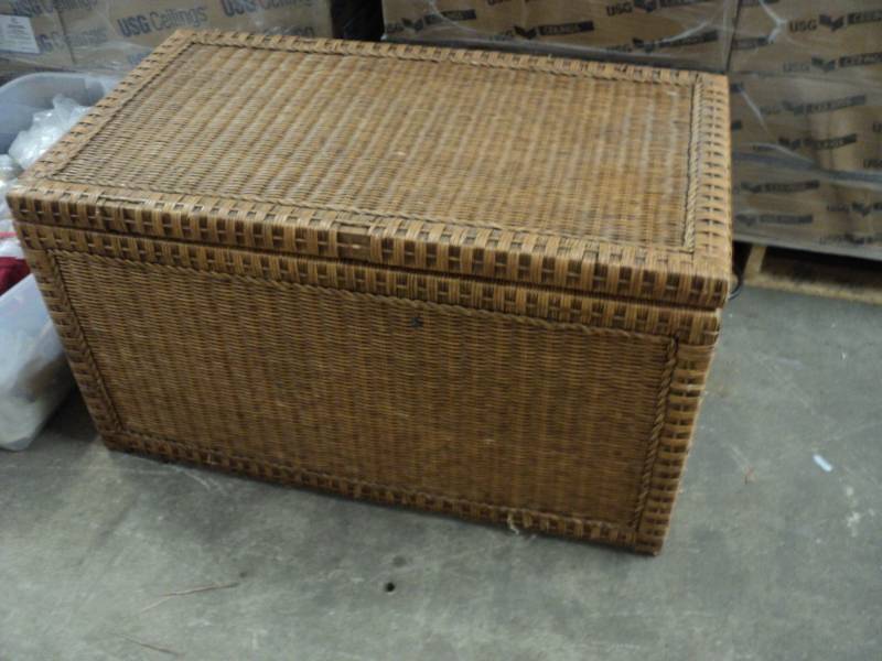 lot 81 image: Wicker Trunk with Metal Handles- ex...