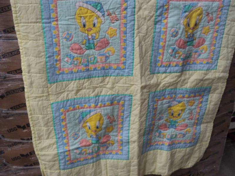 lot 93 image: Hand and Machine Stitched Baby Blan...