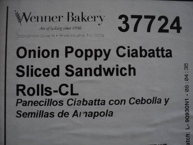lot 100 image: Onion Poppy Ciabatta Sliced Sandwic...
