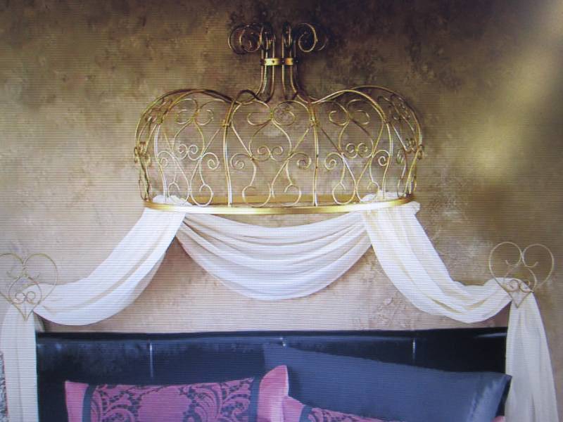 lot 18 image: Gold Scroll Bed Crown with Tiebacks...