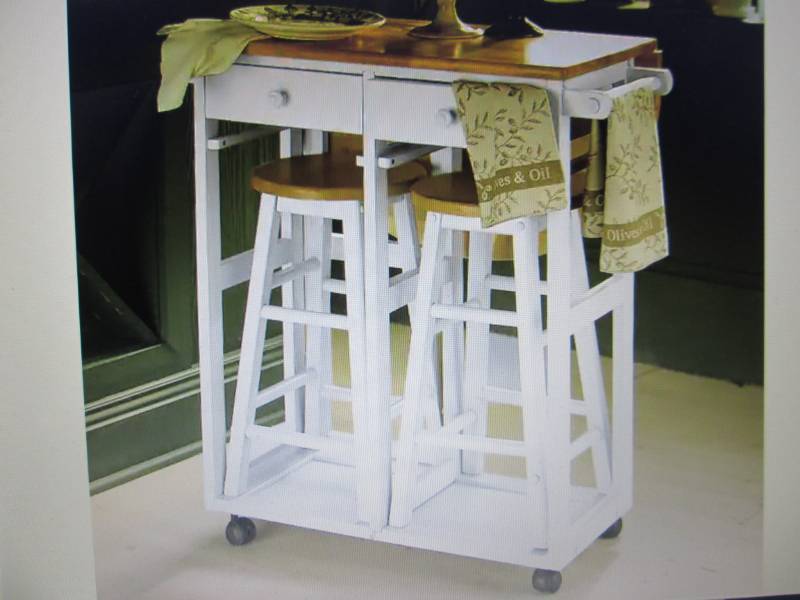 lot 48 image: Kitchen Island with Stools open box...