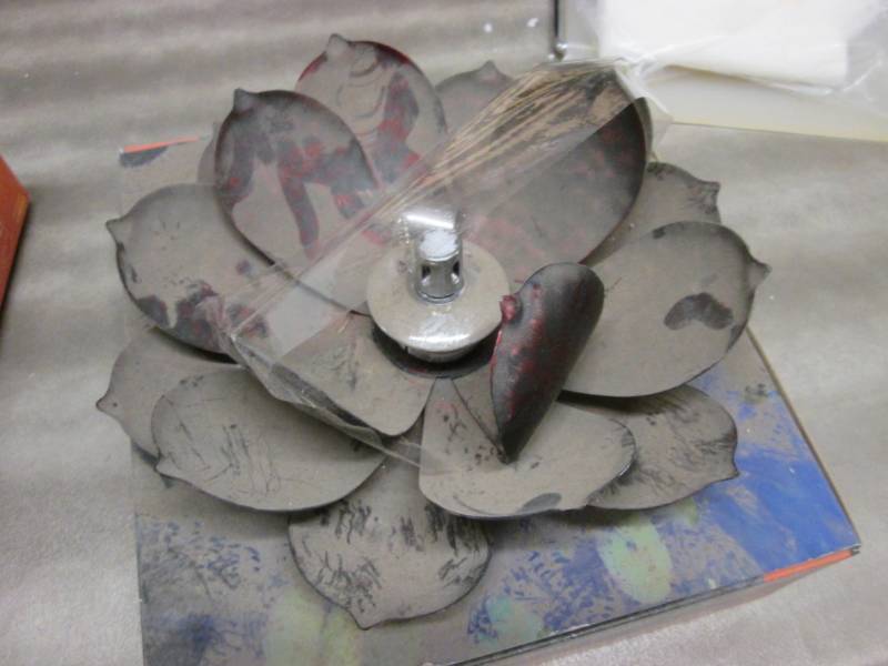 lot 56 image: Total Pond Red Metal Floating Lotus...