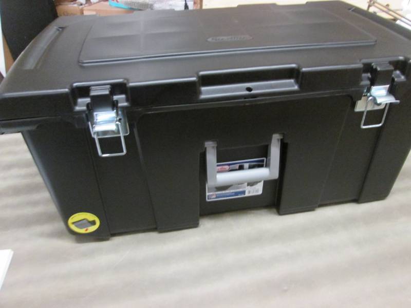 lot 116 image: Black Sterilite Footlocker 31.14x1...