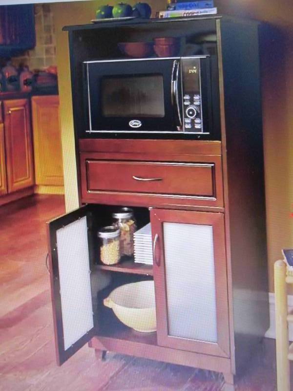 lot 139 image: Microwave Storage with Glass Door C...
