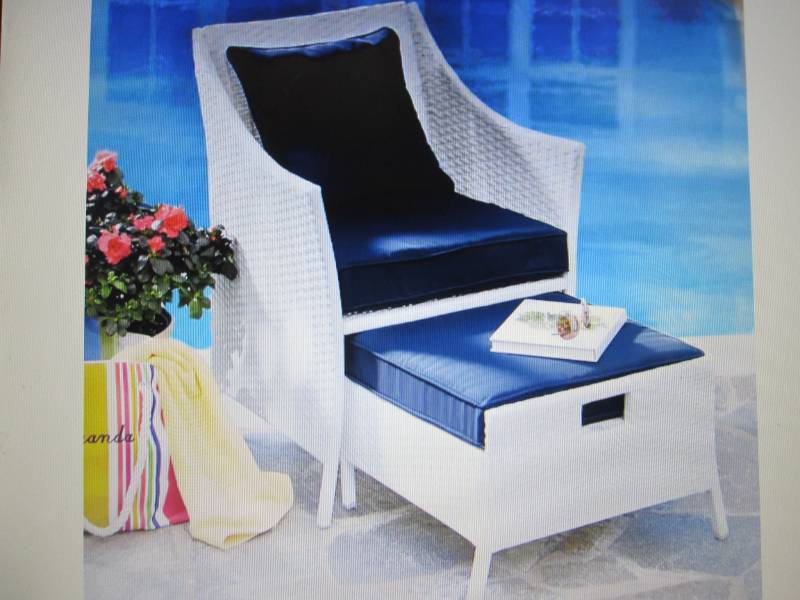 lot 146 image: Forever Wicker Chair and Ottoman op...