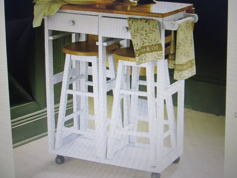 lot 194 image: Kitchen Island with Stools open box...