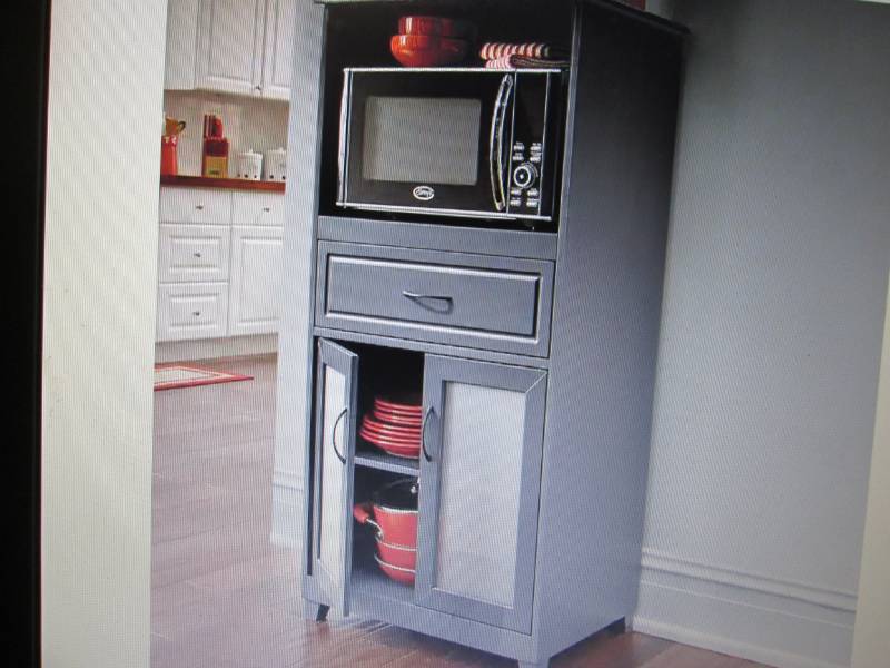 lot 198 image: Microwave Storage with Glass Door C...