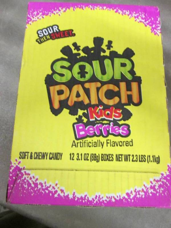 lot 413 image: Case of 12- 3.1 oz Boxes Sour Patch...