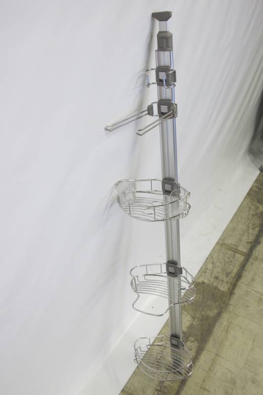 lot 42 image: Artika Monsoon II Adjustable and Extendable Stainless Steel Corner ShowerBath Caddy, Rust Proof Alluminum Pole