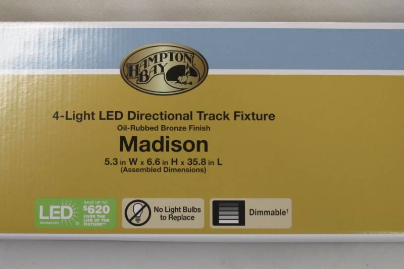 lot THD3 image: Hampton Bay Madison 3 ft. 4 Light Rubbed Bronze LED Fixed Track with 400 LMHead - NEW in Box