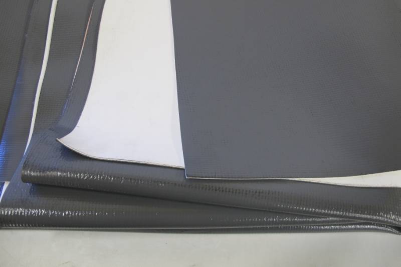 lot 121 image: NEW Vinyl Remnant - 80 oz. 6 x 10 GrayWhite Vinyl tarp - Super Heavy Duty