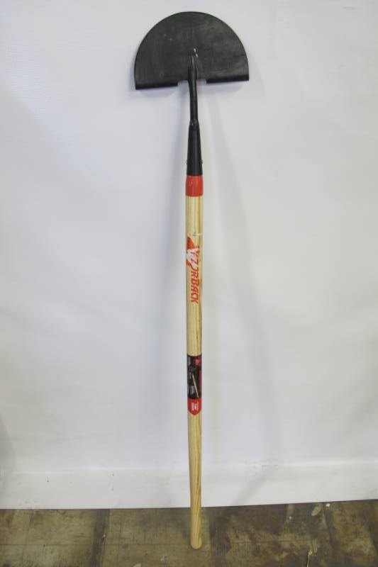lot 124 image: Razor-Back 48 in. Wood Handle Turf Edger w Foot Step and Half Moon Blade
