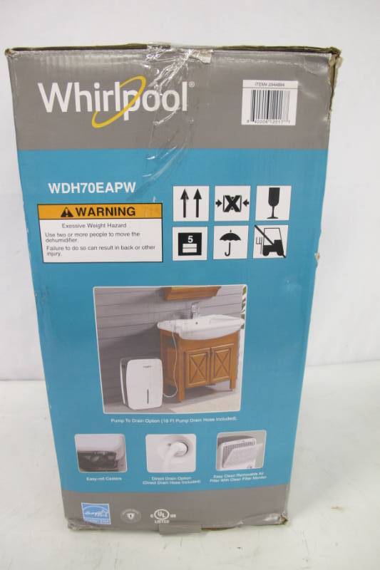 lot 115 image: Whirlpool Energy Star 70-pint Dehumidifier With Pump