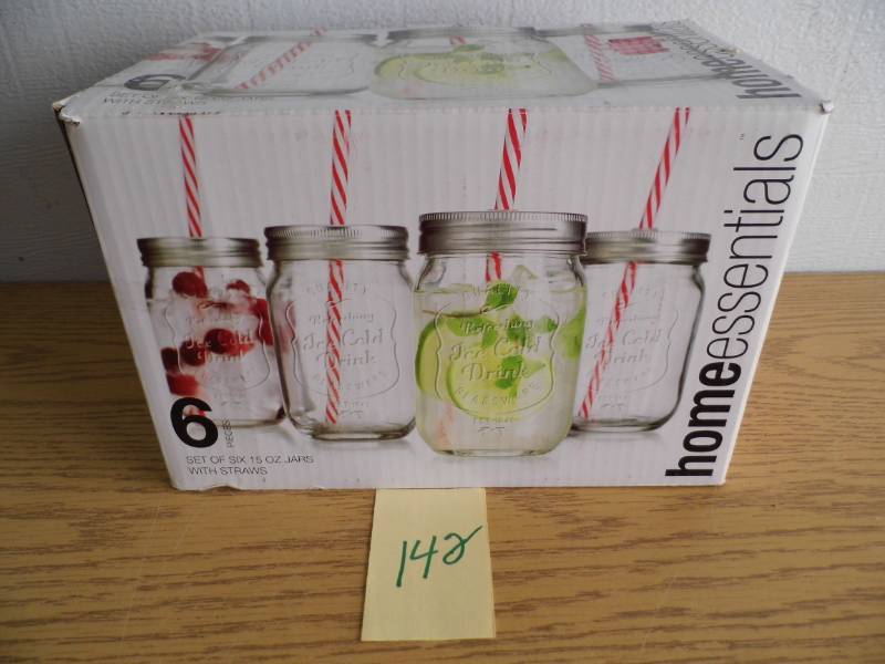 Lot of 6 Glass Drinking Jars