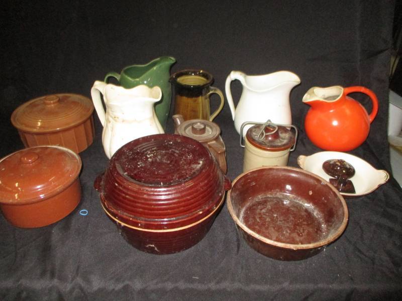 lot 39 image: Vintage and Antique Bean PotsStone CrockPitchers