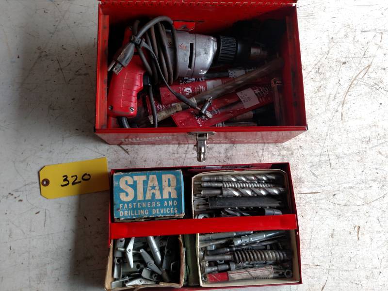 lot 320 image: Milwaukee Hammer Drill with Bits...