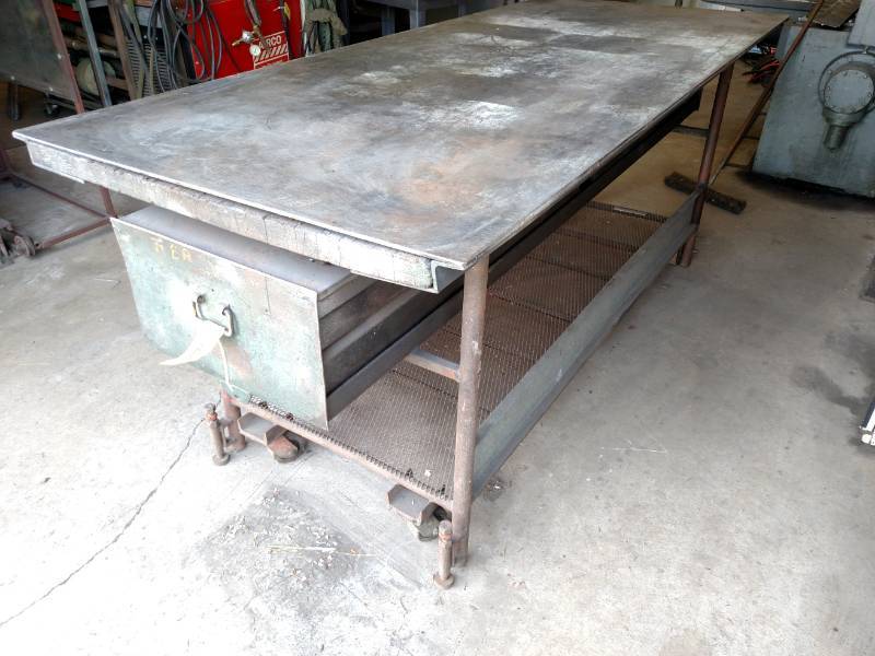 lot 101 image: Heavy Duty Steel Frame & Top Table ...