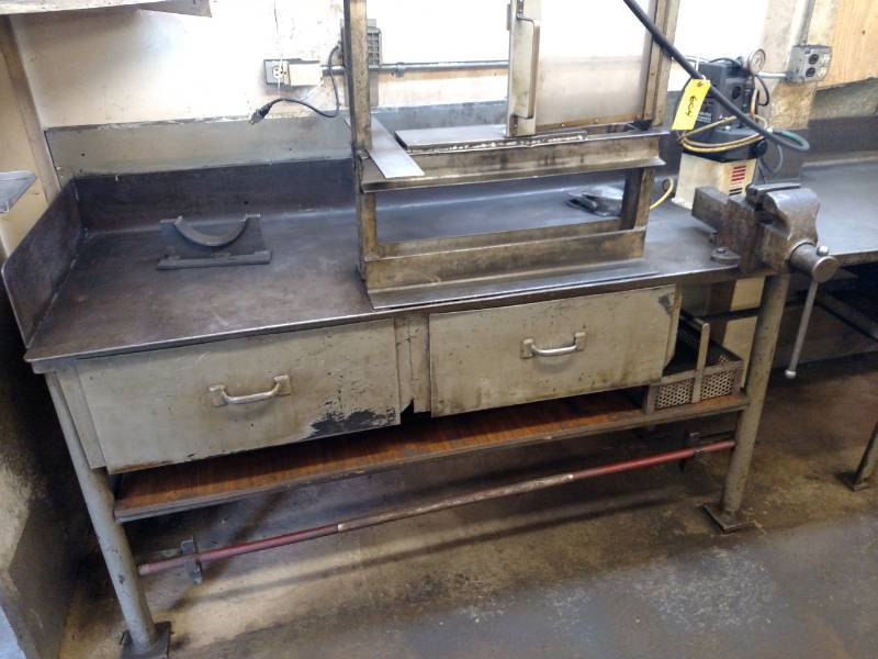 lot 604 image: Workbench, 12x30, with (2) Vises, H...