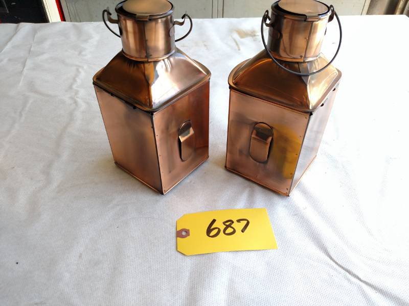 lot 687 image: (2) Ship Dcor Oil Lamps, Unused...