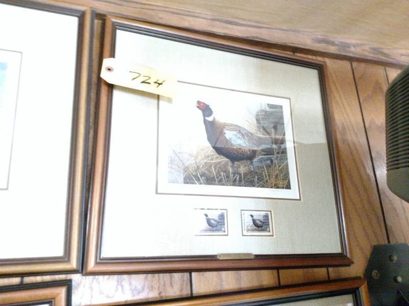 lot 724 image: 2000 Pheasant Stamps & Print, 18x16...
