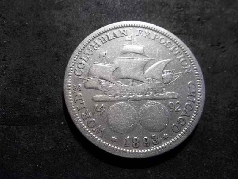 lot 63 image: 1893 Columbian Exposition Silver Half Dollar Commemorative (2nd Commemorative Coin Stuck In The USA)