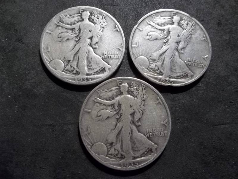 lot 86 image: 1935, 1935 S, 1935 D Walker Half Dollars
