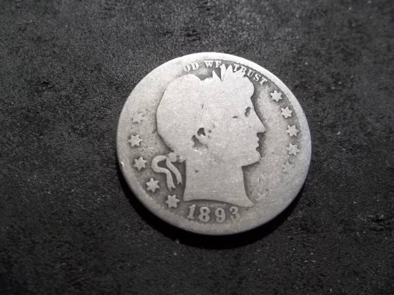 lot 125 image: 1893 Barber Quarter Far Off Mint Mark