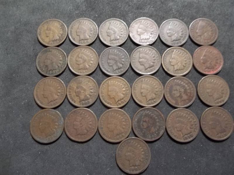 lot 136 image: Half Roll (25 Piece) Of Indian Head Cents